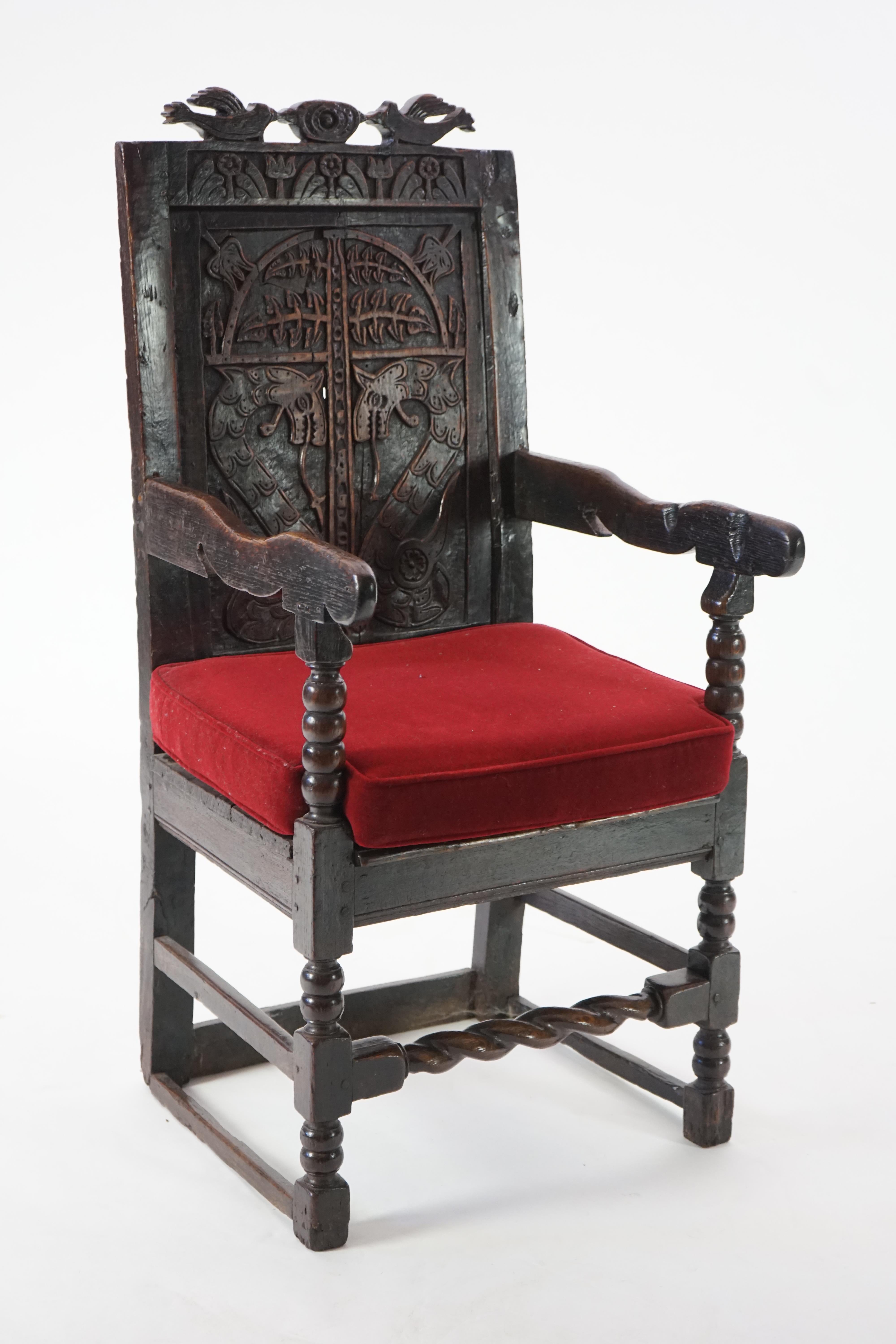 A 17th century and later Yorkshire oak Wainscot elbow chair